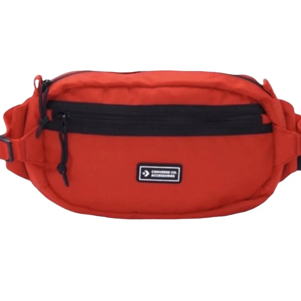 Converse Unisex Sling Pack Black Red Zip Pockets 10022098-A02 - Picture 2 of 5